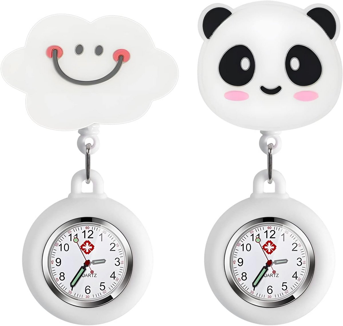 Schattig Draagbaar Verpleegsterhorloge - Intrekbaar Silicone Zakhorloge met Oplichtende Functie