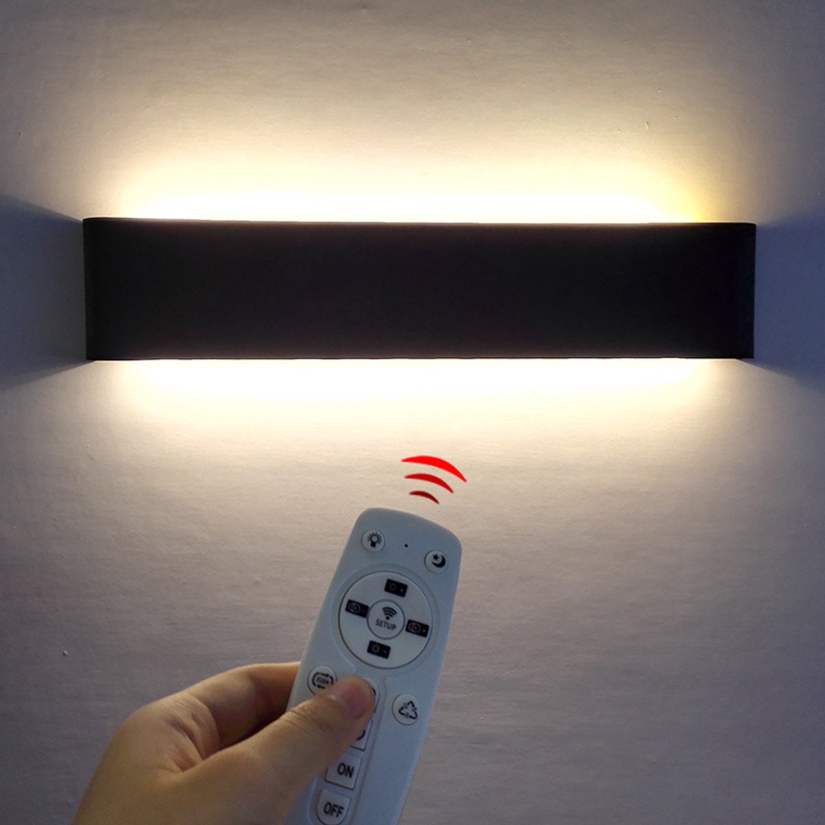 Minimalistische LED-wandlamp met traploze dimfunctie, geschikt voor naast het bed, in de woonkamer en slaapkamer, inclusief afstandsbediening.