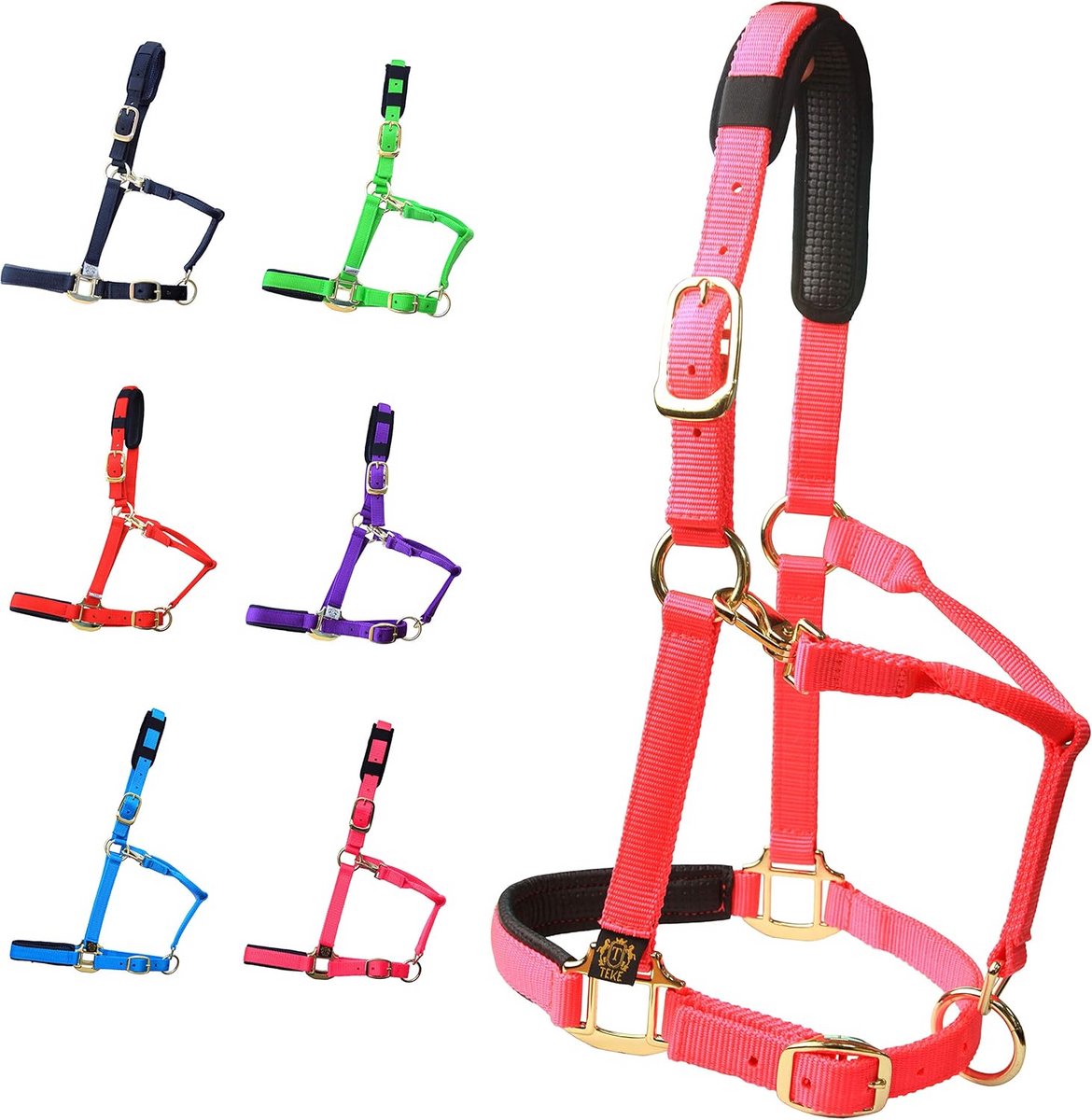 Verstelbaar Nylon Paardenhalster met Wafel Neopreen Padding voor Comfort en Duurzaamheid