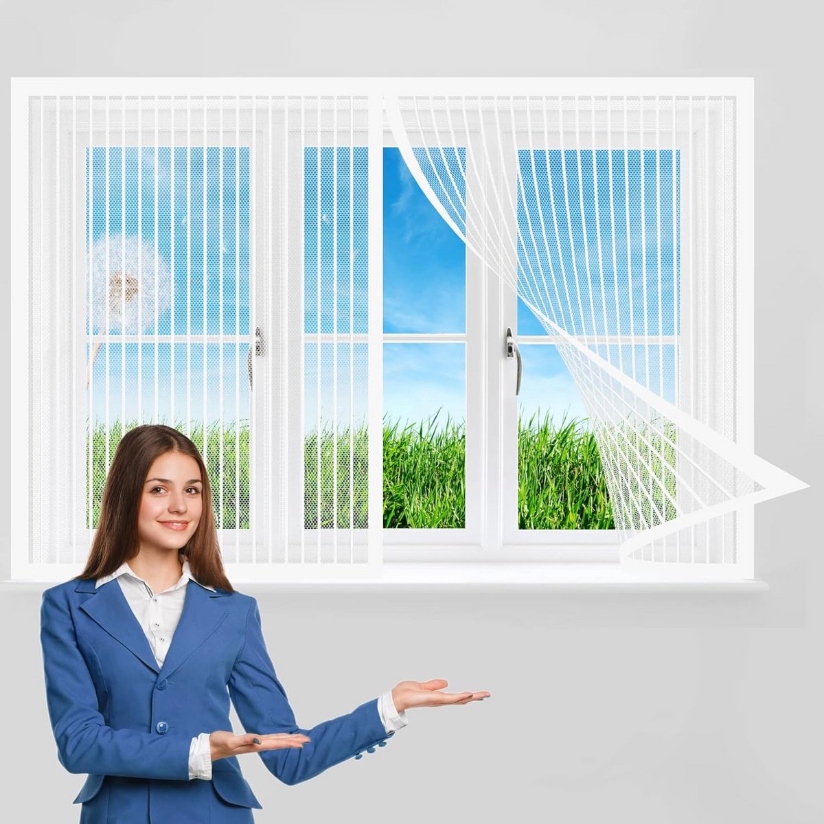 Magnetisch Horren Raamgordijn Wit 50x110 cm - Eenvoudige Montage tegen Insecten