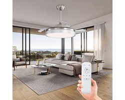 Stijlvolle Plafondventilator met 3 Kleuren LED Verlichting en Afstandsbediening – Stil & Energiezuinig