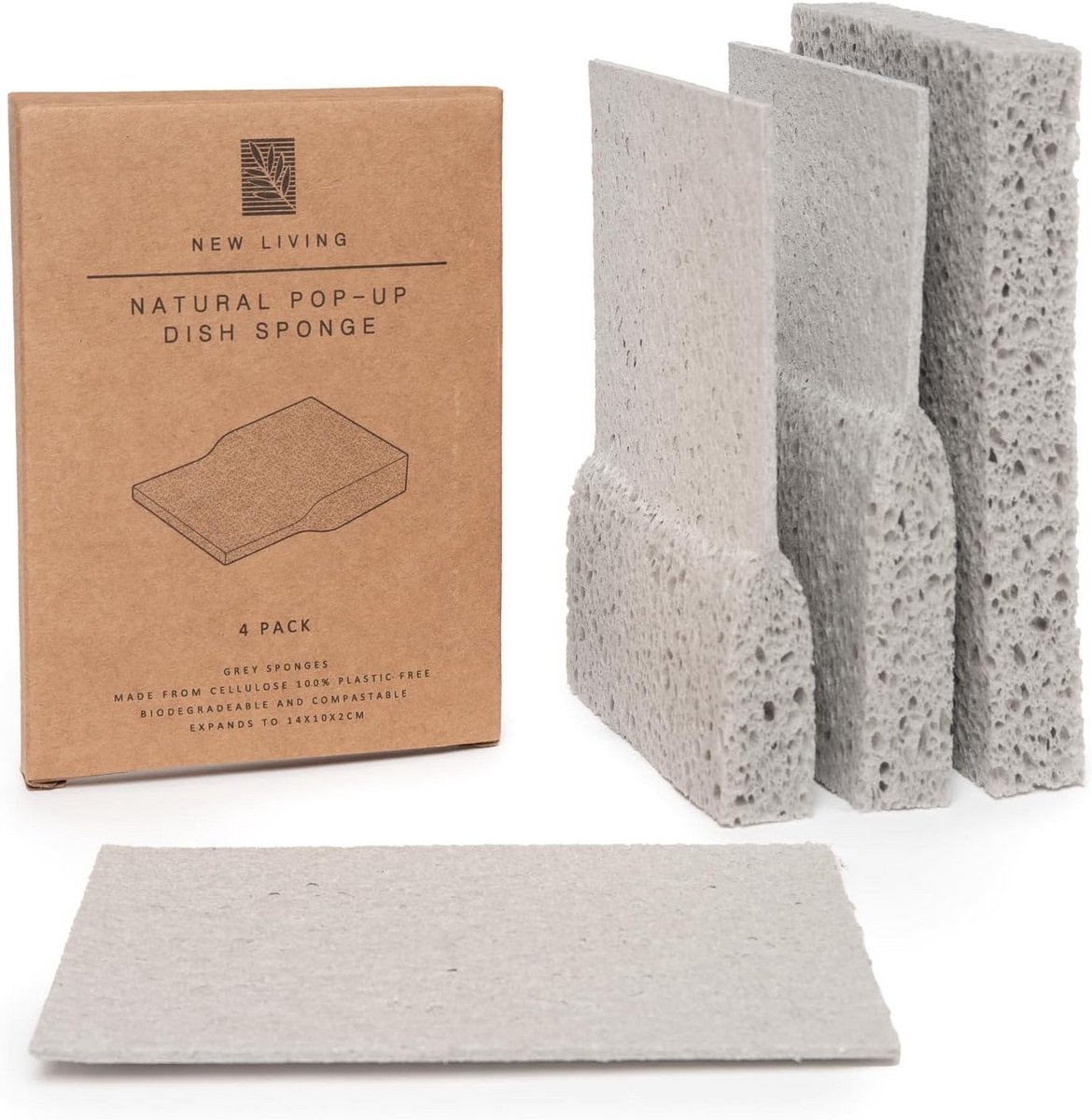 Biologisch afbreekbare cellulose keukensponzen - Set van 4 of 8 stuks