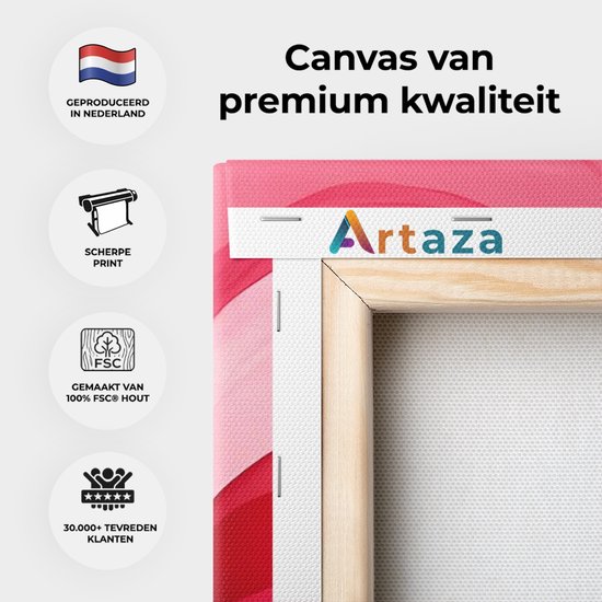 Artaza Canvas Schilderij Roze Golven - 30x40 cm - Wanddecoratie Hart - Muurdecoratie Abstract - Schilderijen Op Canvas - Roze