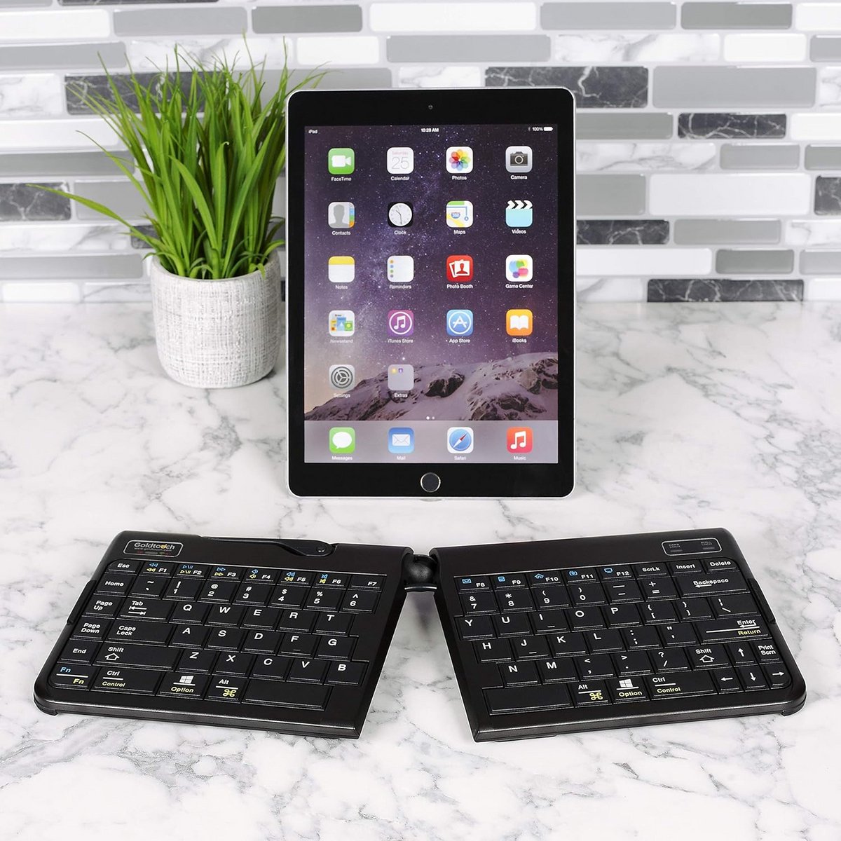 Ergonomisch Compact USB Toetsenbord QWERTY Zwart Instelbare Hoek