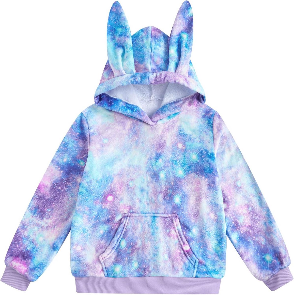 Fleece Hoodie voor Meisjes met Konijnenoren en Zakken