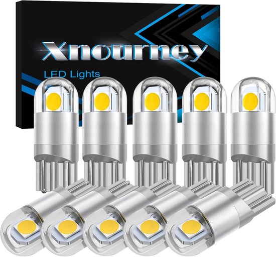 MxyVrix 10 Stuks W5W T10 LED-autolampen – 12V, 6500K, 120 Lm, COB – Voor Interieurverlichting, Kentekenplaat, Deurverlichting – Plug & Play
