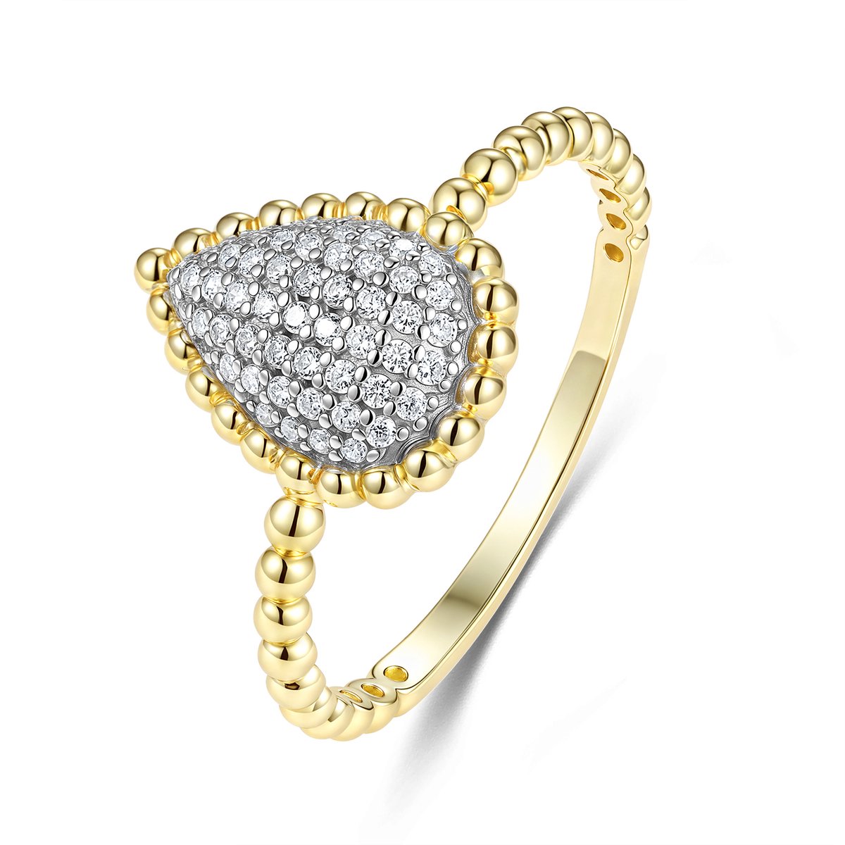9NB-1700-54 - New Bling - Zilveren Ring met Witte Druppel - Goudkleurig - Zirkonia - Maat 54