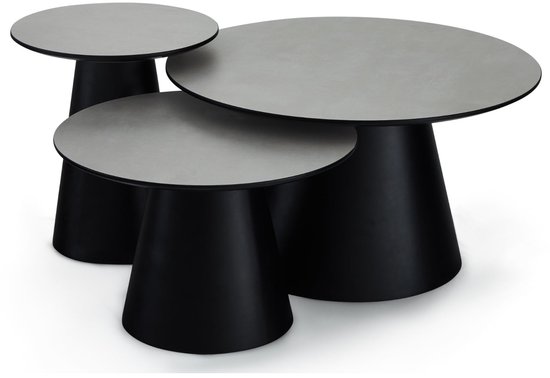 Table basse Gris clair - MDF/Marbre - 60x60x40cm - Table basse Tango