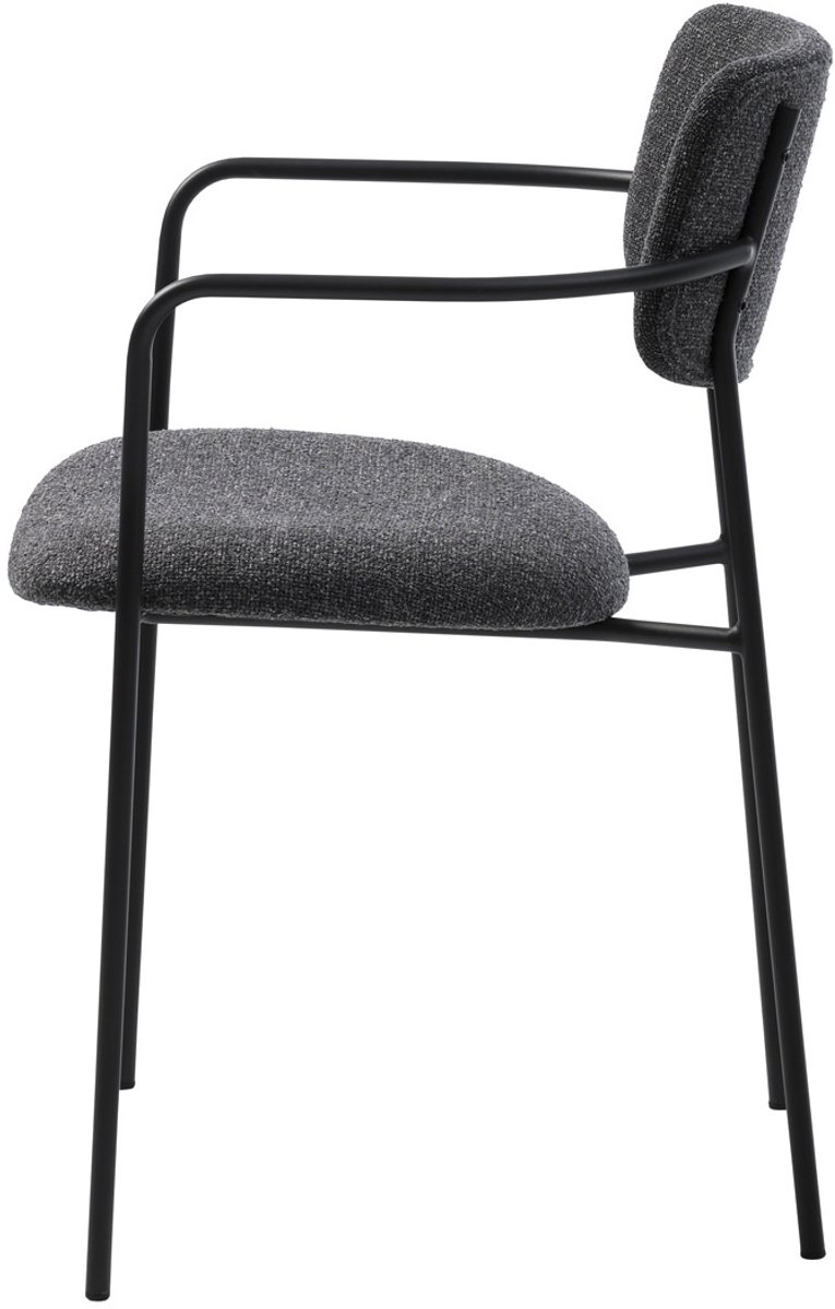 Giga Living Eetkamerstoel Zama - Donkergrijs - Metaal & Polyester - Set van 2