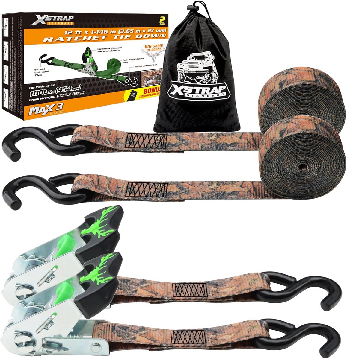 Spanbanden Ratel Set 2 Stuks - 12ft Camouflage - Zware Koppelriemen voor Ladingzekering