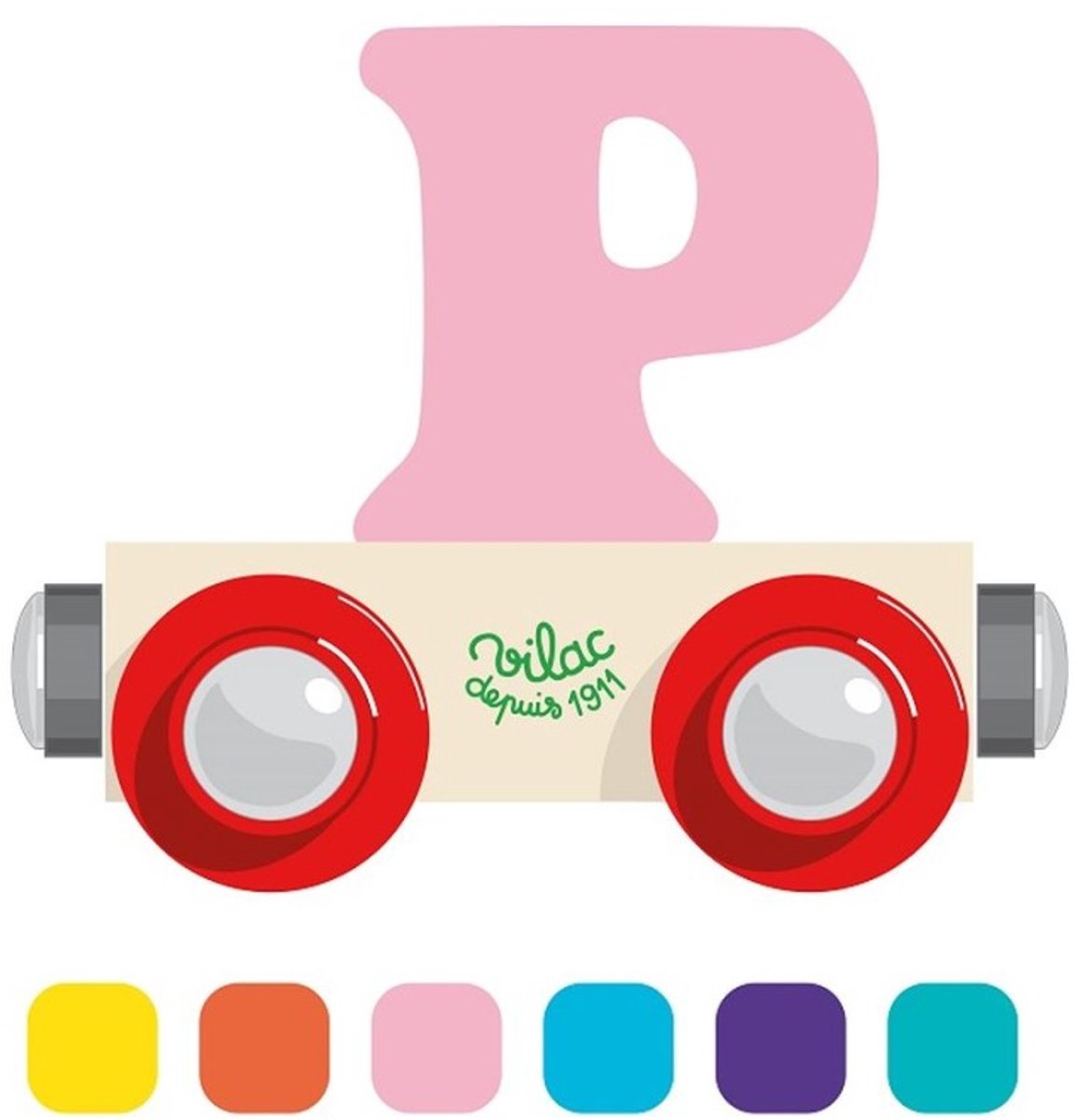 Vilac speelgoed wagon letter P - educatief houten speelgoed.
