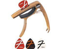 Finesse Universele Capo met Plectrums - Plectrumhouder - Gitaar - Akoestisch - Elektrische - Ukelele - Hout