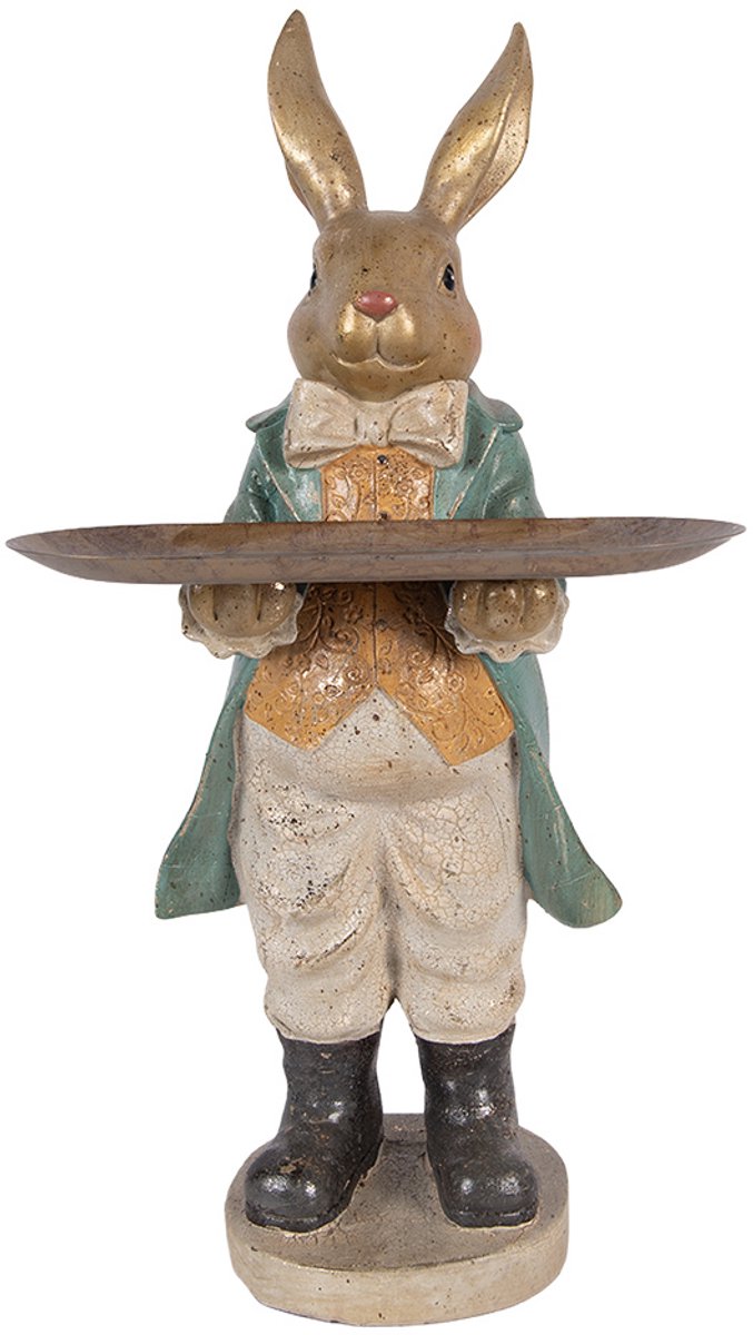 Decoratie Beeld Konijn 20x23x46 cm Goudkleurig Kunststof