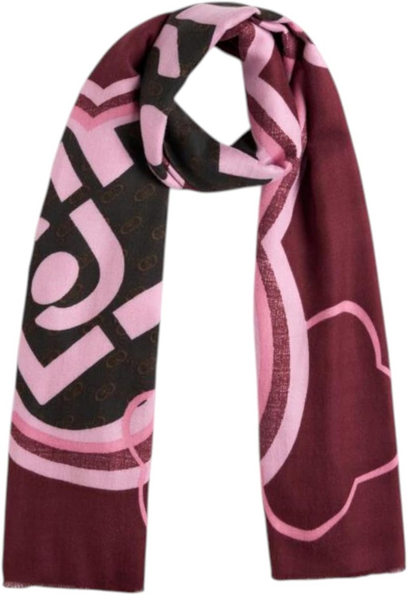 Luxe Viscose Sjaal met Moderne Print en Gerafelde Randen