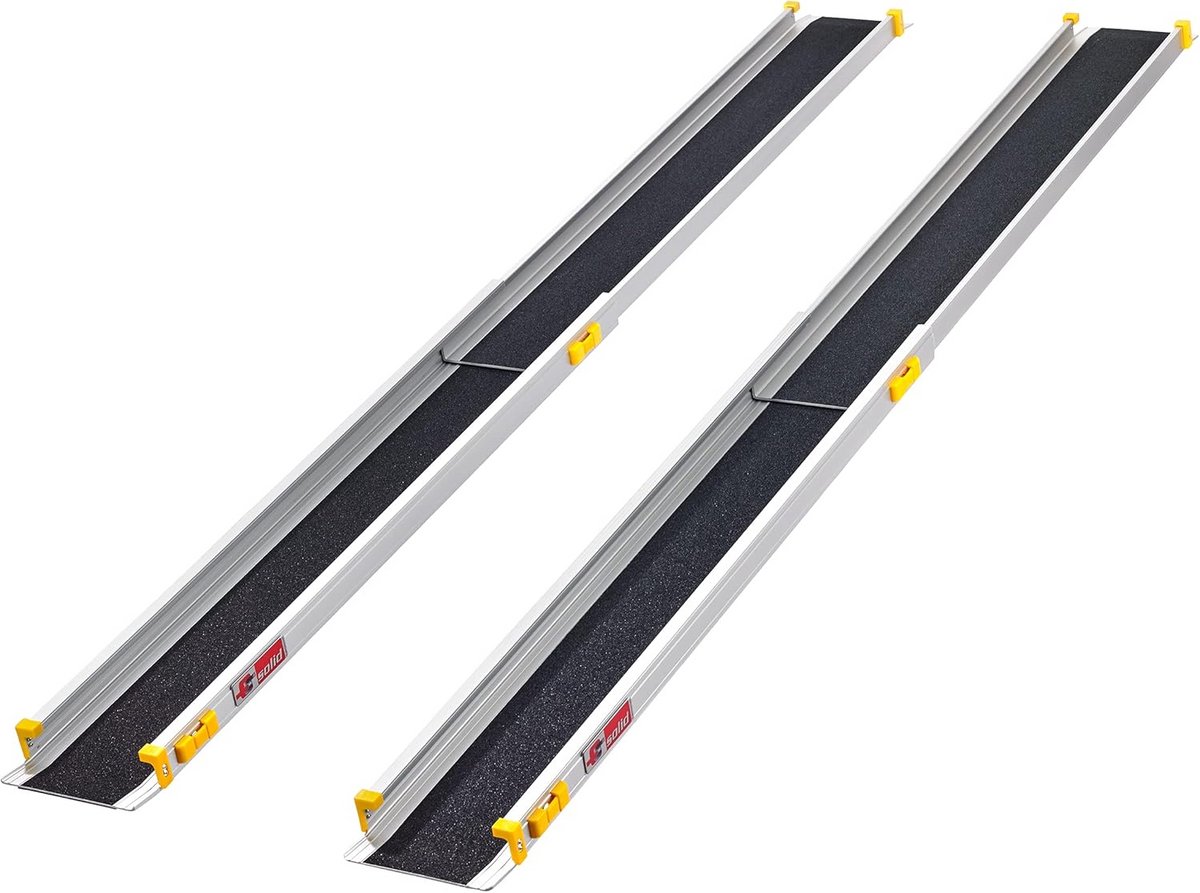 Uitschuifbare Telescoop Rolstoelhelling Aluminium 210 cm voor Trappen en Drempels