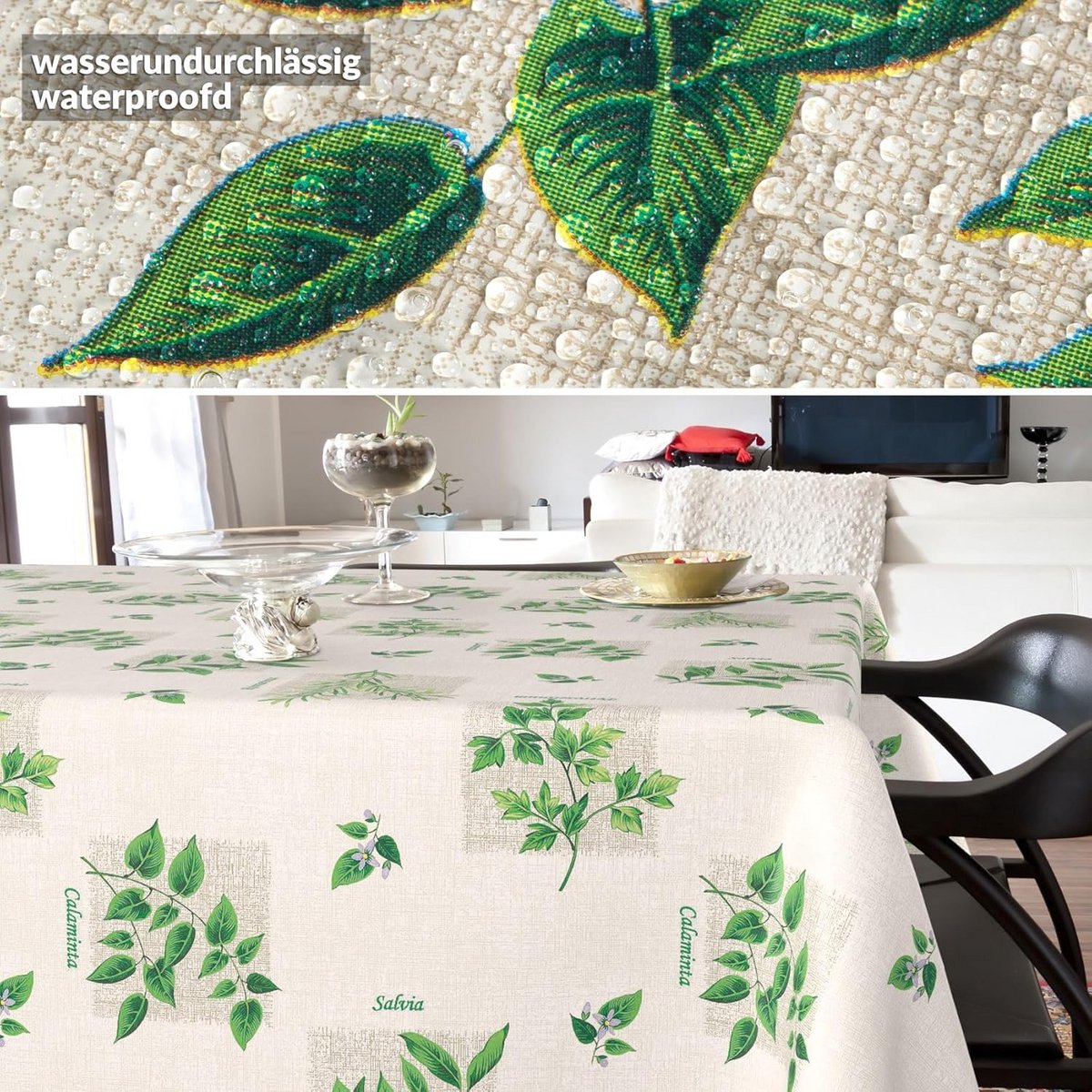 Afwasbaar Tafelkleed Kruiden Design voor Binnen en Buiten - Waterafstotend en Afsnijbaar