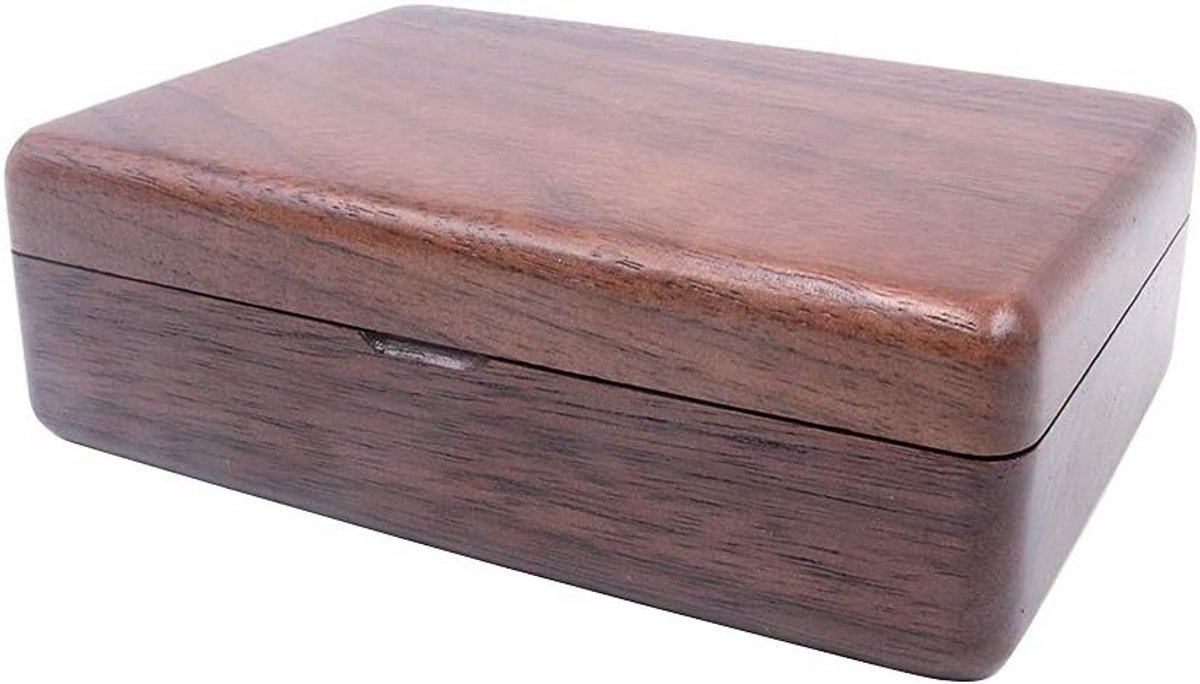 Massief Walnoothouten Sieradendoosje Klein - Zwart Houten Opbergkistje voor Ringen, Oorbellen Kedingen