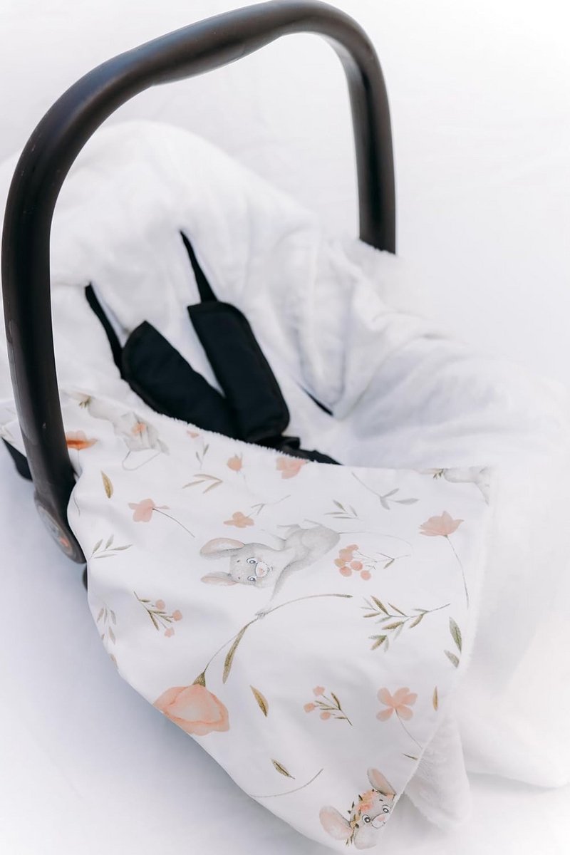 Dubbelzijdige Baby Wikkeldeken met Capuchon voor Autostoel en Kinderwagen 100x100cm