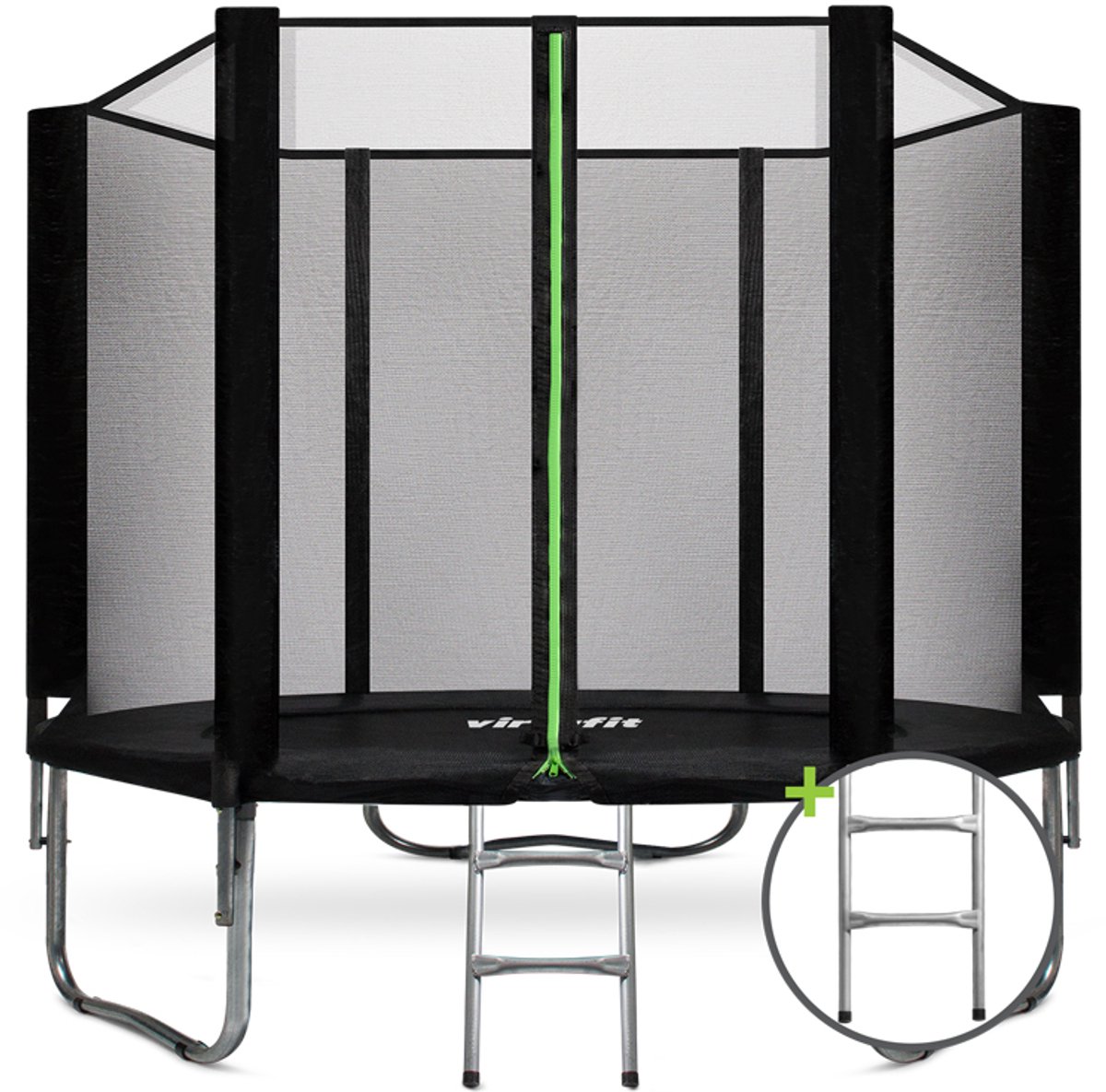 Bol.com VirtuFit Trampoline met Veiligheidsnet - 251 cm - Inclusief Gratis Trap - Extra Veilig - UV- en Weerbestendig - Voor Kin... aanbieding