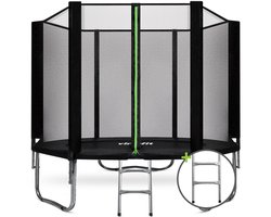 VirtuFit Trampoline met Veiligheidsnet – 251 cm – Inclusief Gratis Trap – Extra Veilig – UV- en Weerbestendig – Voor Kinderen en Volwassenen – Zwart