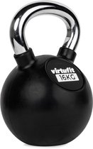 VirtuFit Kettlebell - Rubber/Chroom - 16 kg - Zwart - Sport Gewicht - Duurzaam Design - Ergonomische Handgreep - Geschikt voor CrossFit & Fitness - Conditietraining