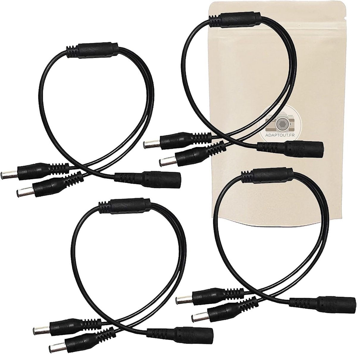 4-weg Verdeler Verlengkabel 12V DC Stroom Splitter 5.5x2.1mm Stekker (30 cm)