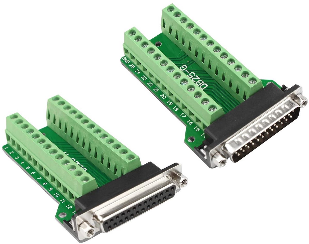DB25 D-SUB 25-pins Breakout Board voor RS232 Terminal Blok Adapter (Man & Vrouw)