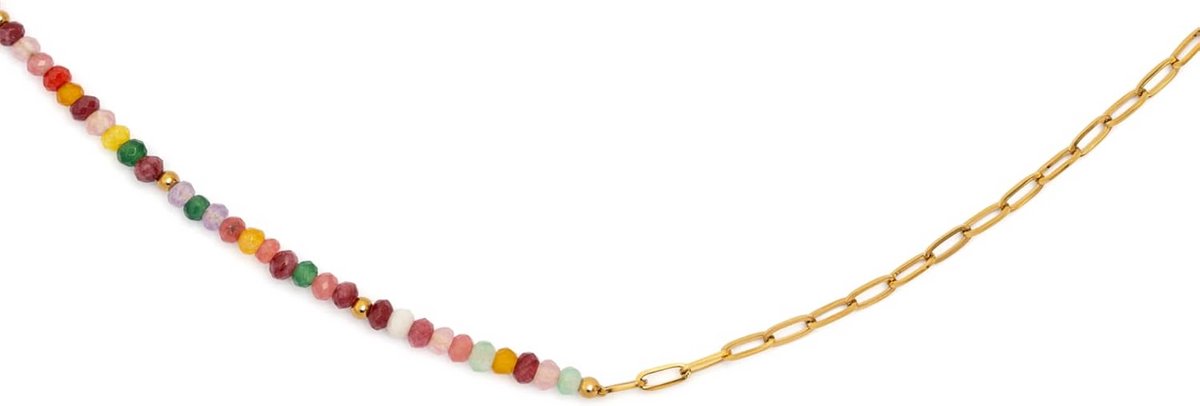 Damesketting Chic Amalia met Kristallen - 18K Verguld Roestvrij Staal