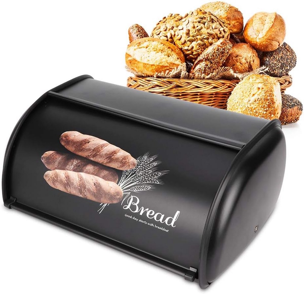 Grote Broodtrommel RVS met Roldeksel - Broodbewaardoos Keuken