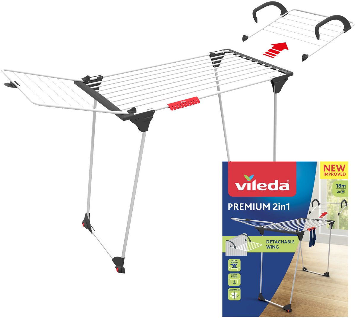 Vileda Premium 2 en 1 Droogrek - Wit