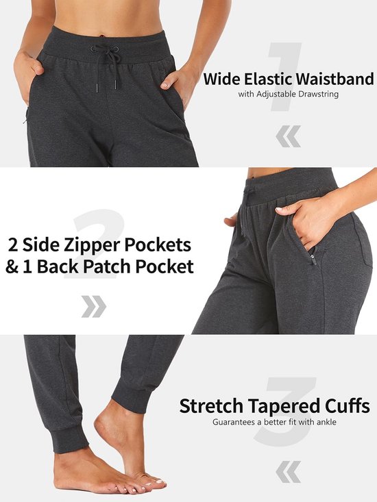 Dames Joggingbroek Katoen Rechte Pijp Sportbroek met Zakken — afbeelding 3