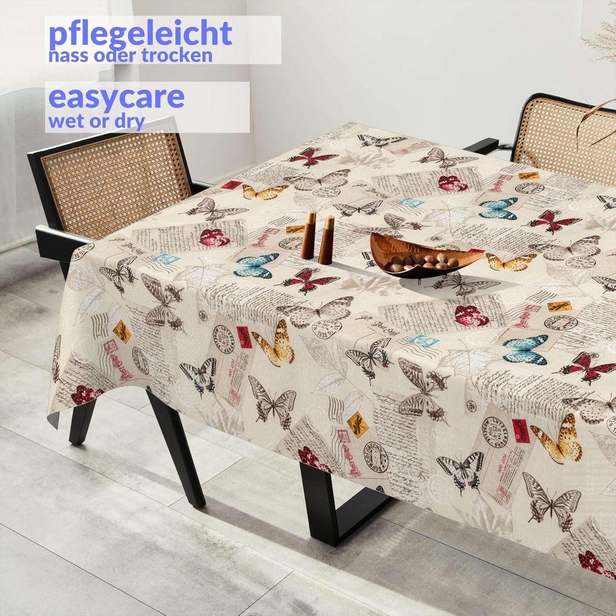 Waterafstotend Stoffen Tafelkleed Katoen Polyester met Vlinders Binnen en Buiten