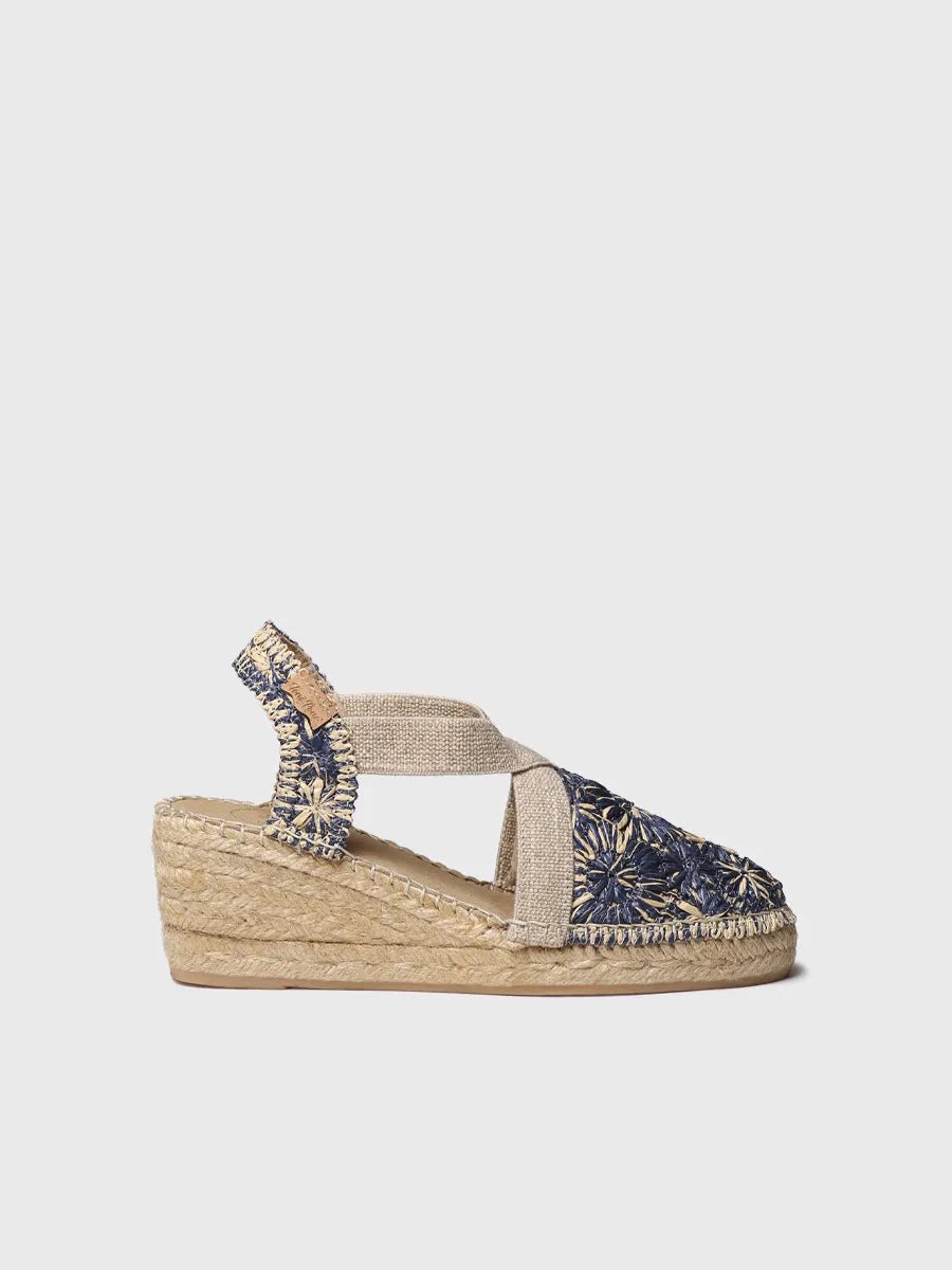 Espadrilles met bloemenprint en raffia sleehak | TERRA-RF
