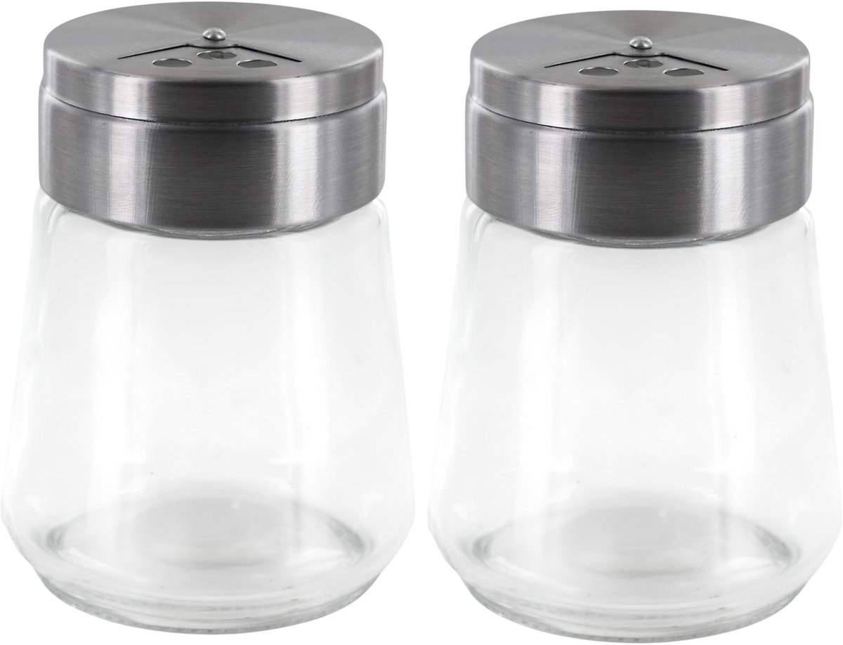 Home Deco Factory Peper en Zoutstrooier - 2x - glas - 80 ml - transparant - kruidenpotje