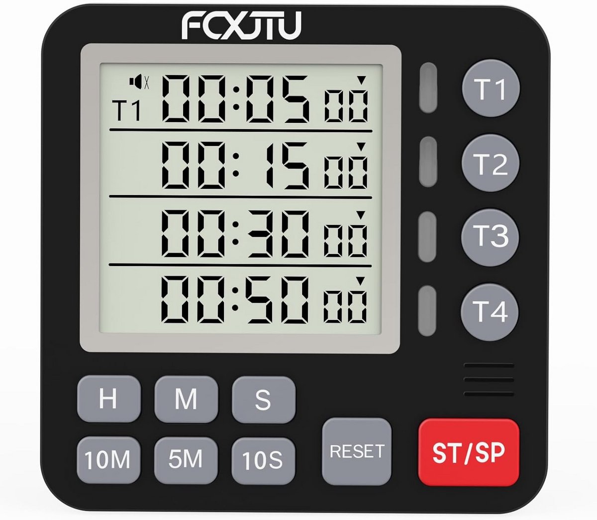 Digitale 4-kanaals keukentimer met groot display en magnetische achterkant