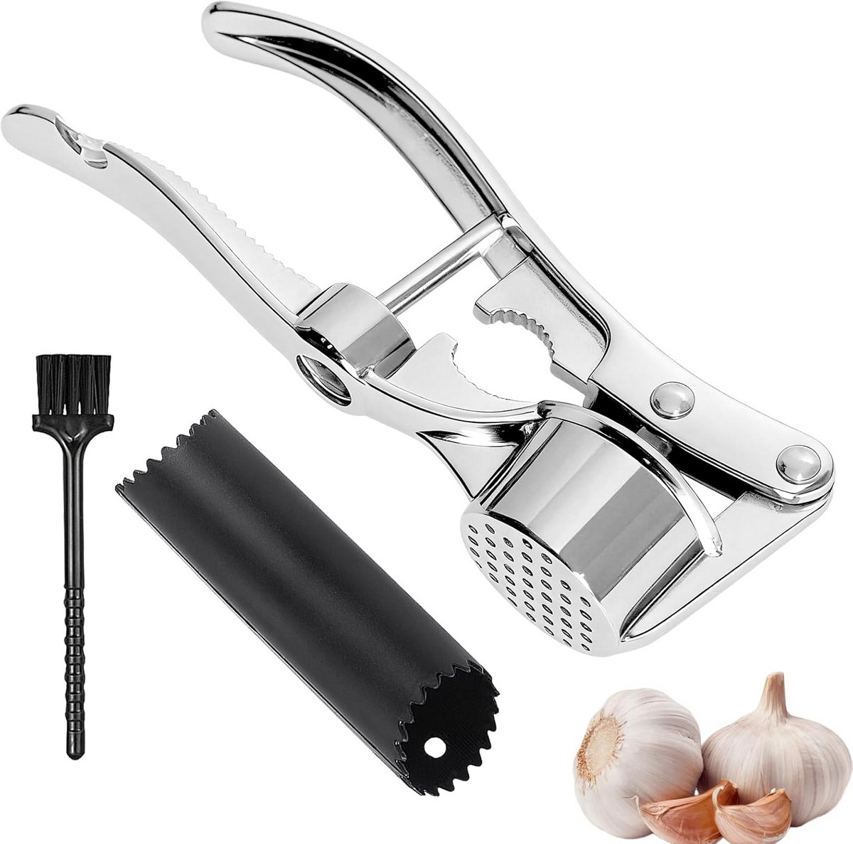 Multifunctionele Knoflookpers 5-in-1 Extra Groot Aluminium