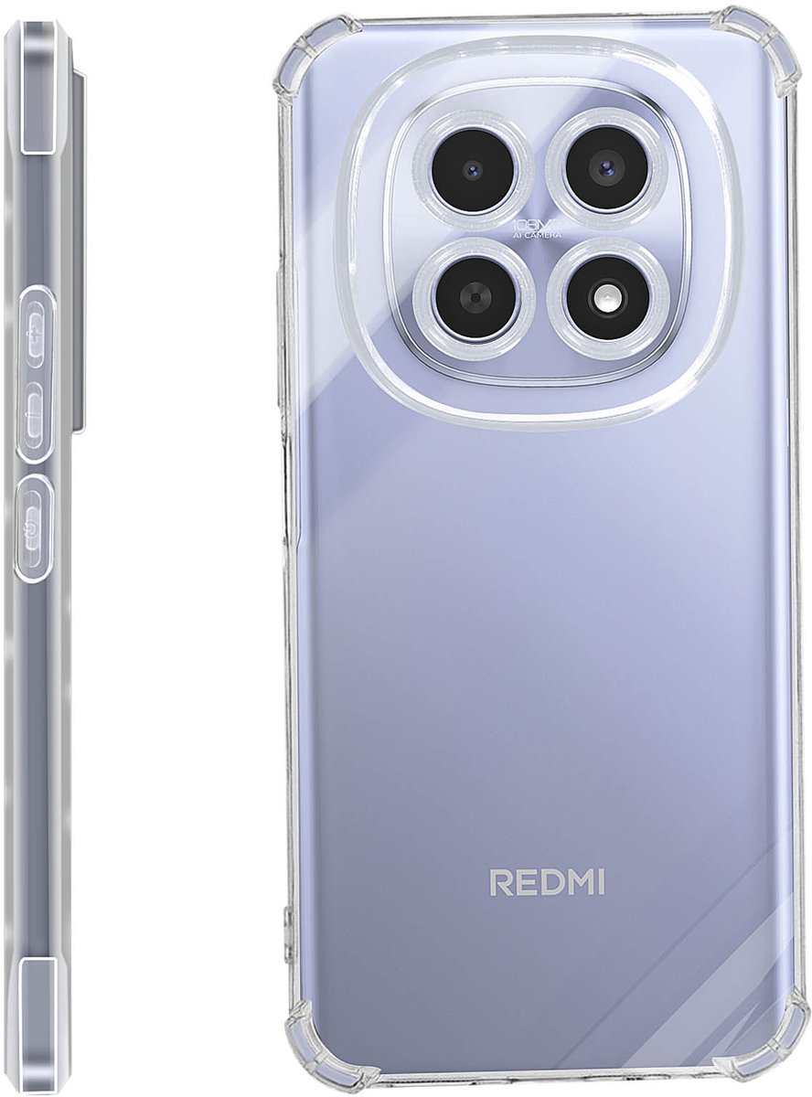 Avizar Hoesje voor Redmi Note 15 van Siliconen met Versterkte Hoeken, Transparant