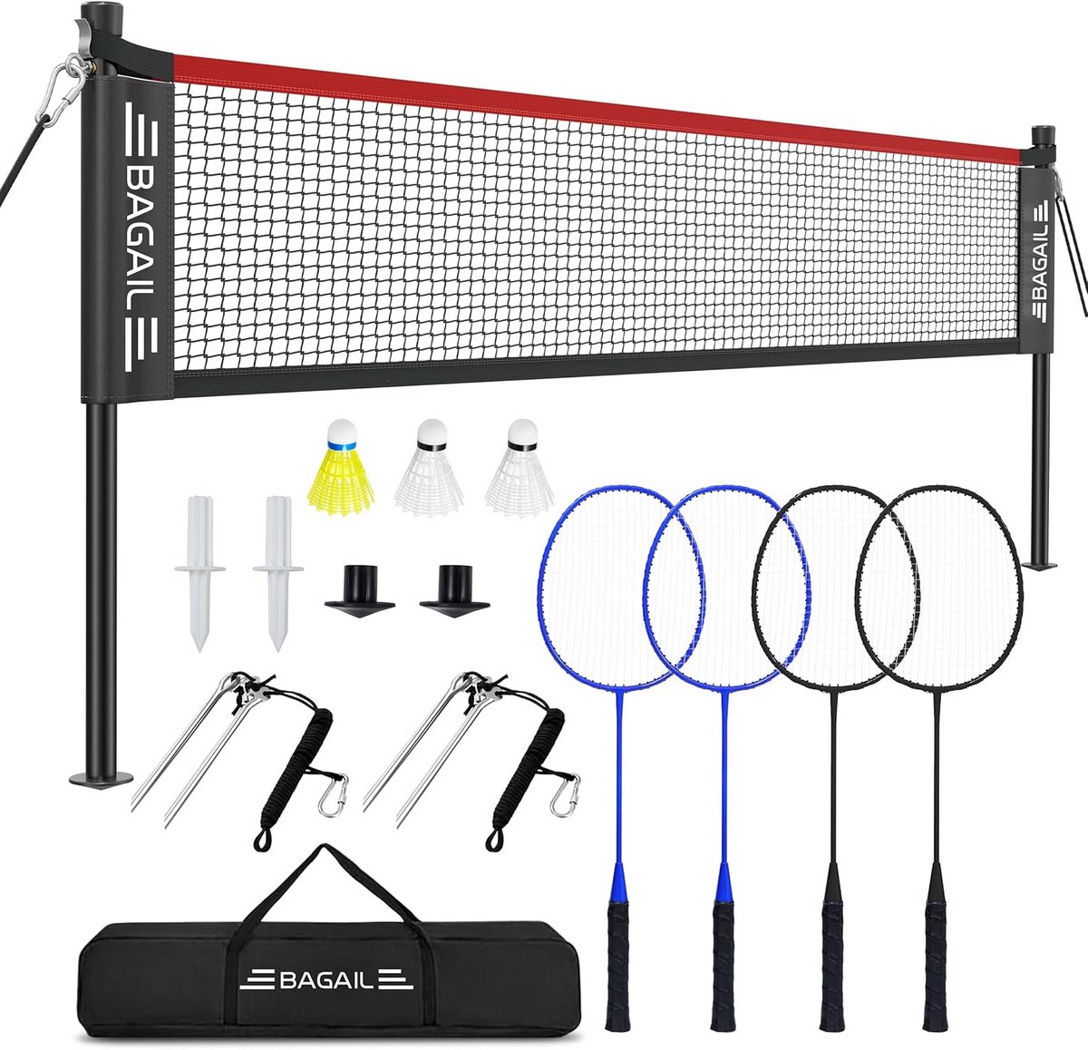 Badminton Set Buiten met Net Officiële Afmetingen Inclusief Rackets en Draagtas