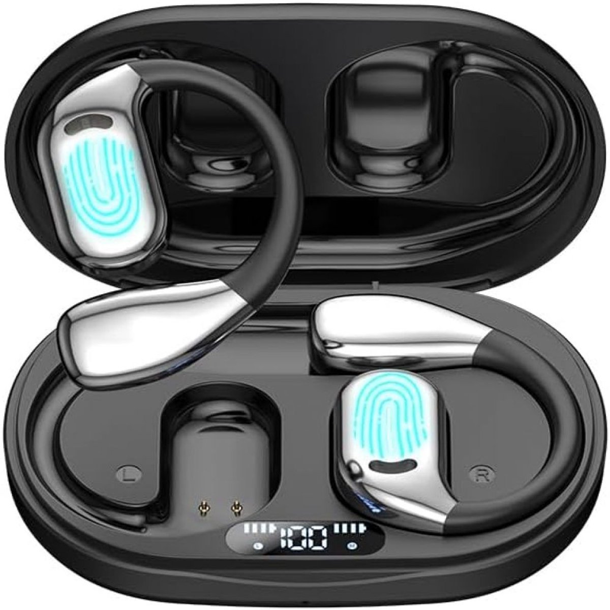 JeiibrZui Draadloze In-ear Koptelefoon - Waterdicht/Ademend Lichteffect - 1 Stuk - Voor Dagelijks Gebruik Obsidiaanzwart