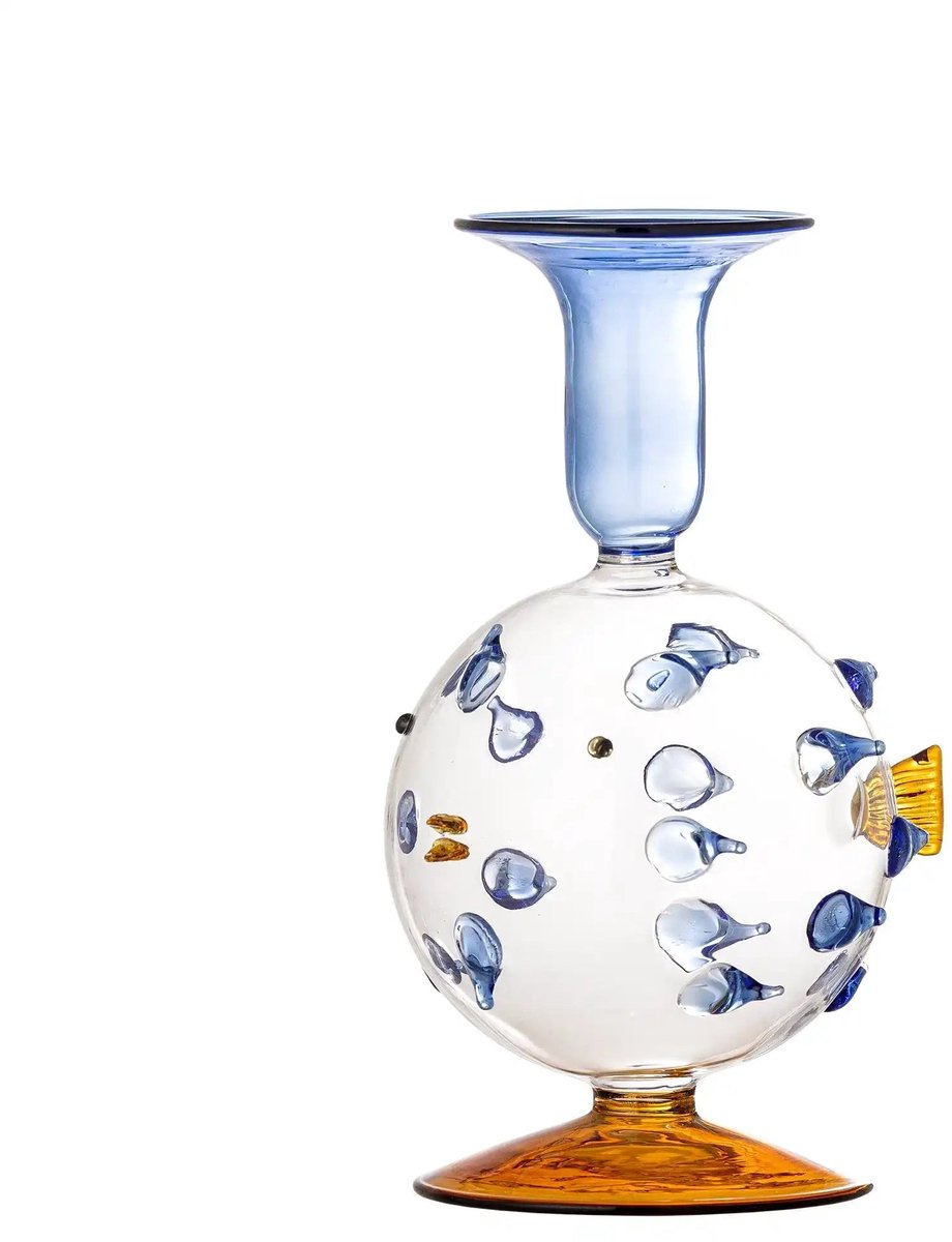 Kandelaar glas blauw Phila 11cm