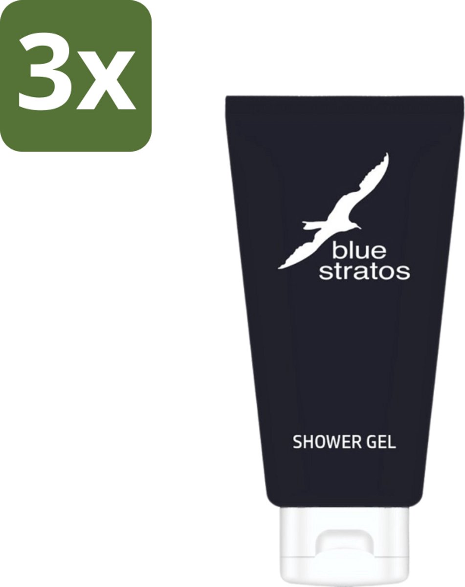 Blue Stratos - Douchegel - Verfrissende Geur - 200 ml - Bulkverpakking - 3 stuks