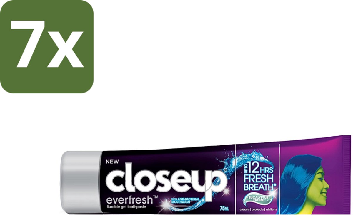 7 x Close Up - Tandpasta - Eucalyptus Freeze - Verfrissend & Antibacterieel - 90 g - Tandpasta Eucalyptus - Frisse Adem - Antibacterieel Mondwater - Eucalyptus Freeze - Verkoelende Tandpasta