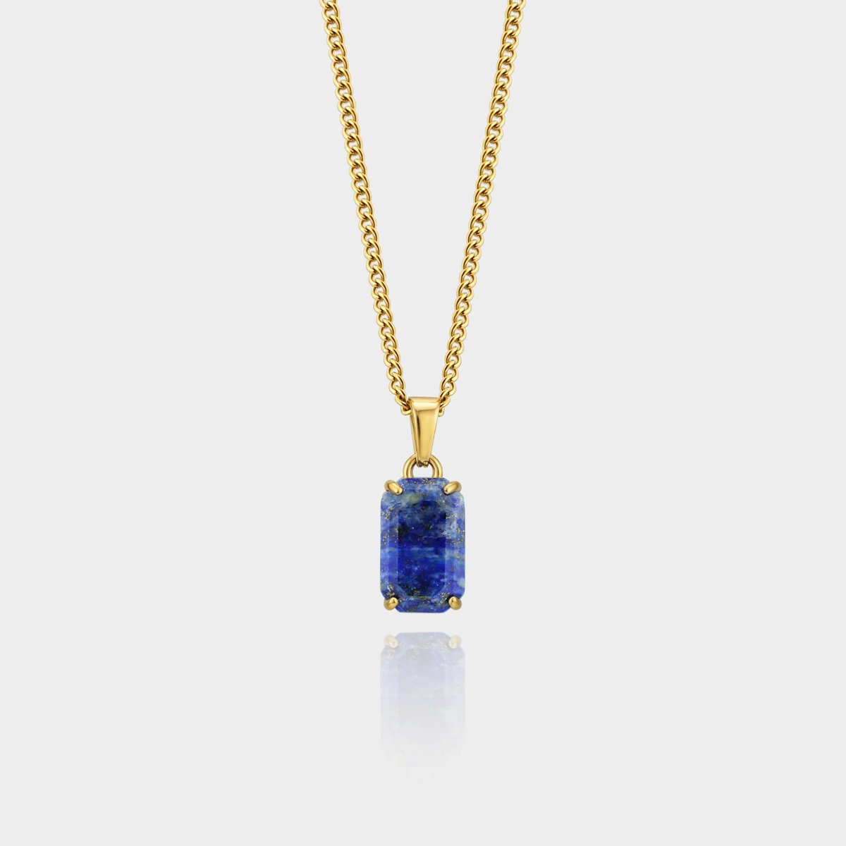 Lapis Lazuli Gemstone Pendant - Gouden Edelsteen Hanger Ketting - 50 cm lang - Ketting Heren met Hanger - Olympus Jewelry