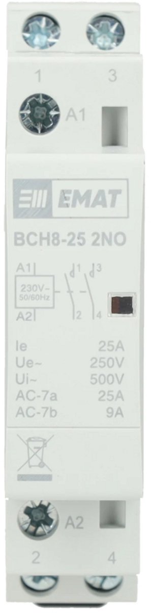 EMAT magneetschakelaar 230V 25A 2NO 0NC (85010004)