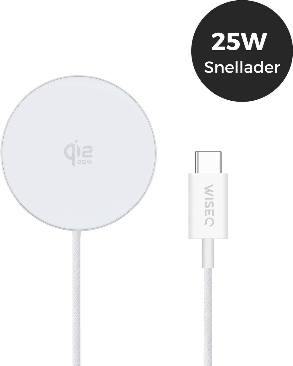 WiseQ Draadloze Oplader - Geschikt voor MagSafe - Snellader 25W – Geschikt voor iPhone - 1M oplaadkabel