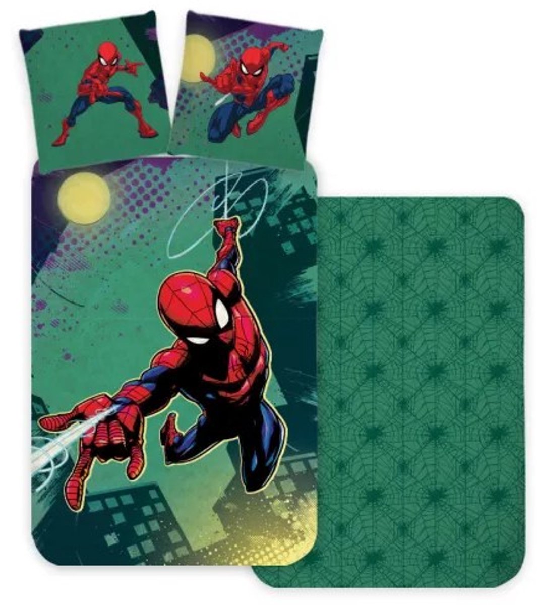Spiderman Dekbedovertrek Green - 140 x 200 cm - 70 x 90 cm - Katoen
