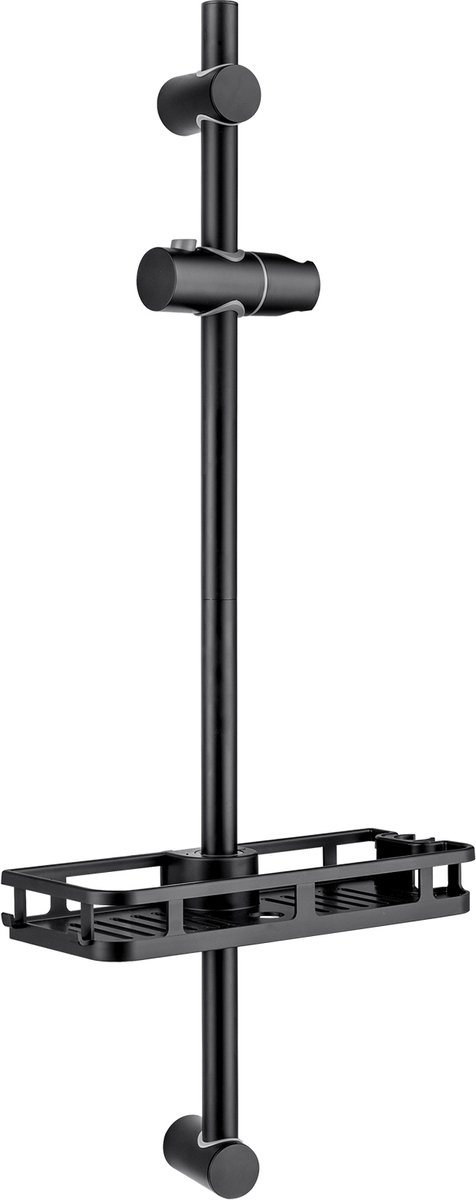 Auralum Max Glijstang - Universal douchestang - 700 mm - Verstelbaar hoogte - Ronde wandvoet - Zwart