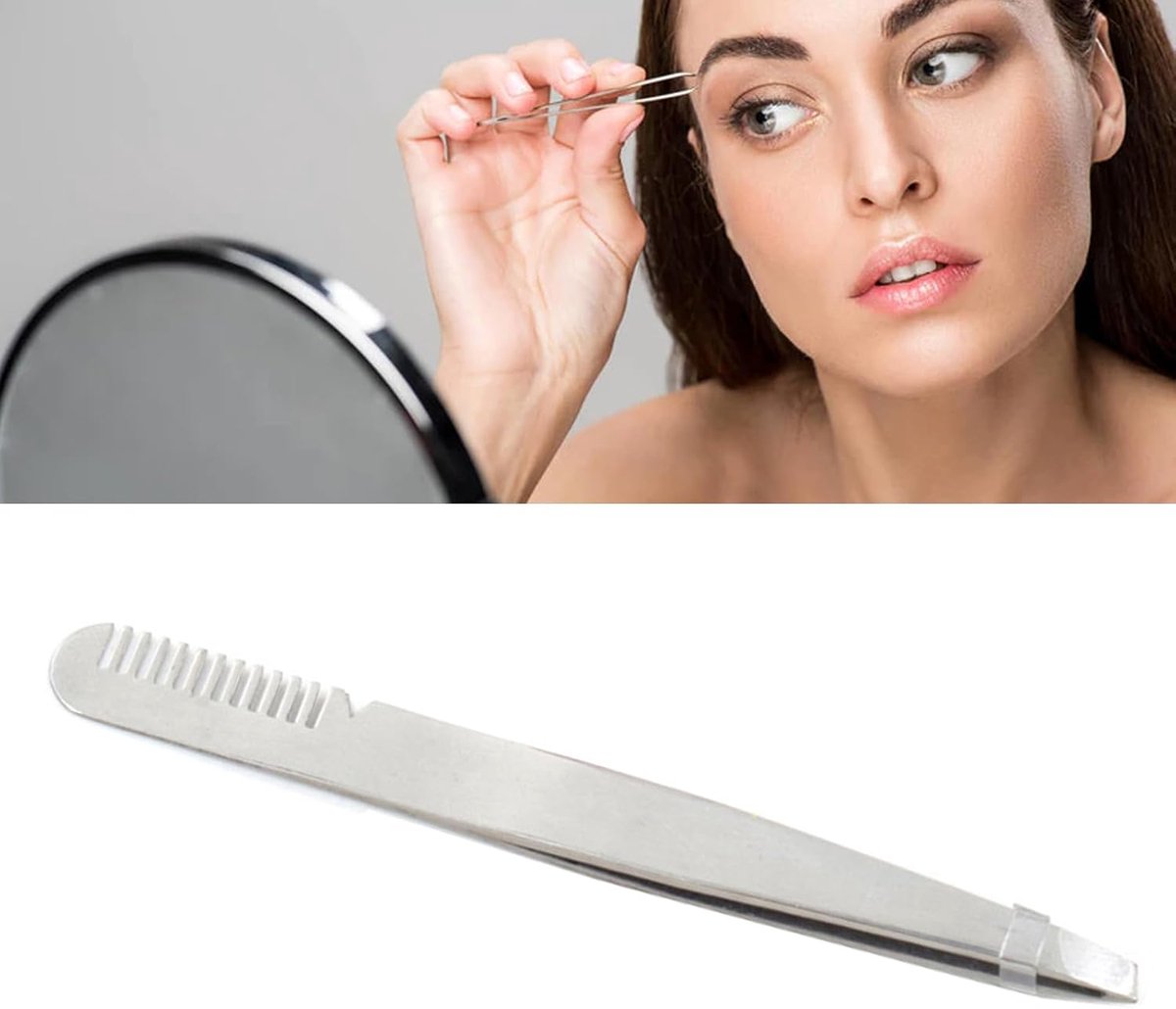 Wenkbrauwpincet - Beauty Tool - Precisie Ontharen - Ergonomisch Ontwerp - 11 gram - Zilver