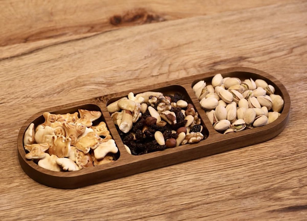 Serveerschaal Acacia - Houten Bord - Borrelhapjes Presenteren - Ovaal Ontwerp - 33 x 11 cm