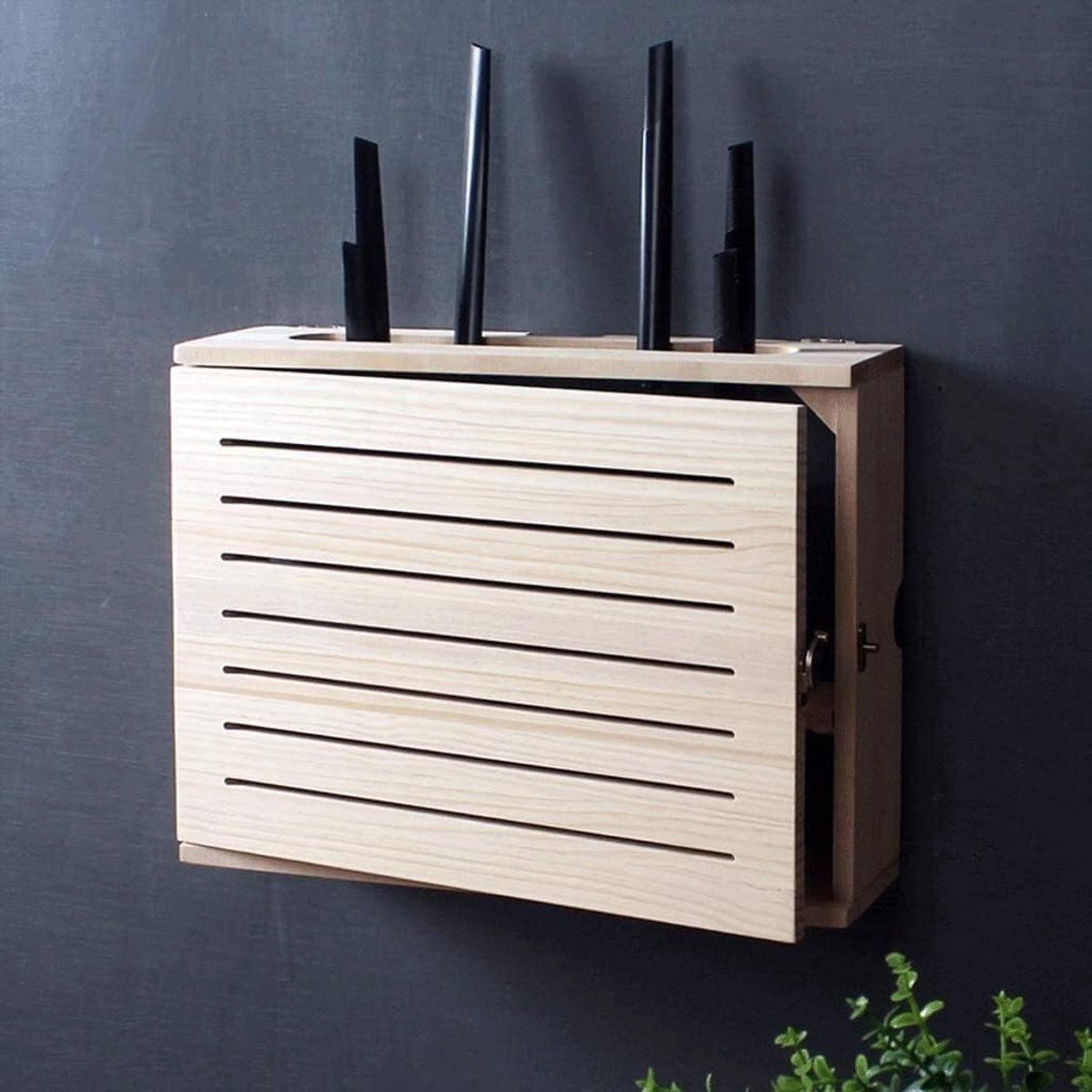 Router Opbergrek - Draadloze Plank - Muur Decoratie - Massief Hout - Binnendiameter 45cm - Houtkleur